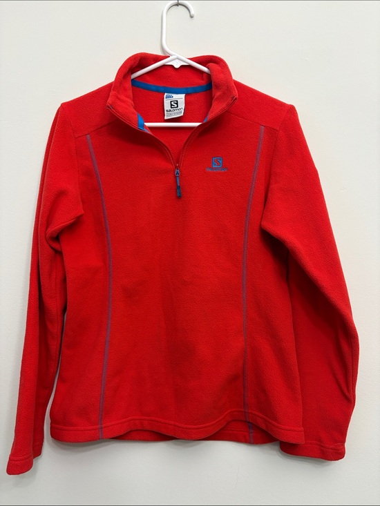 Salomon Tops - Salomon Red Quarter-Zip Fleece with Blue Trim